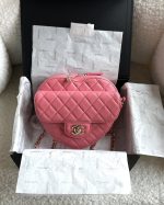 CHANEL Heart Bag Large Size Barbie Pink Light Gold Hardware