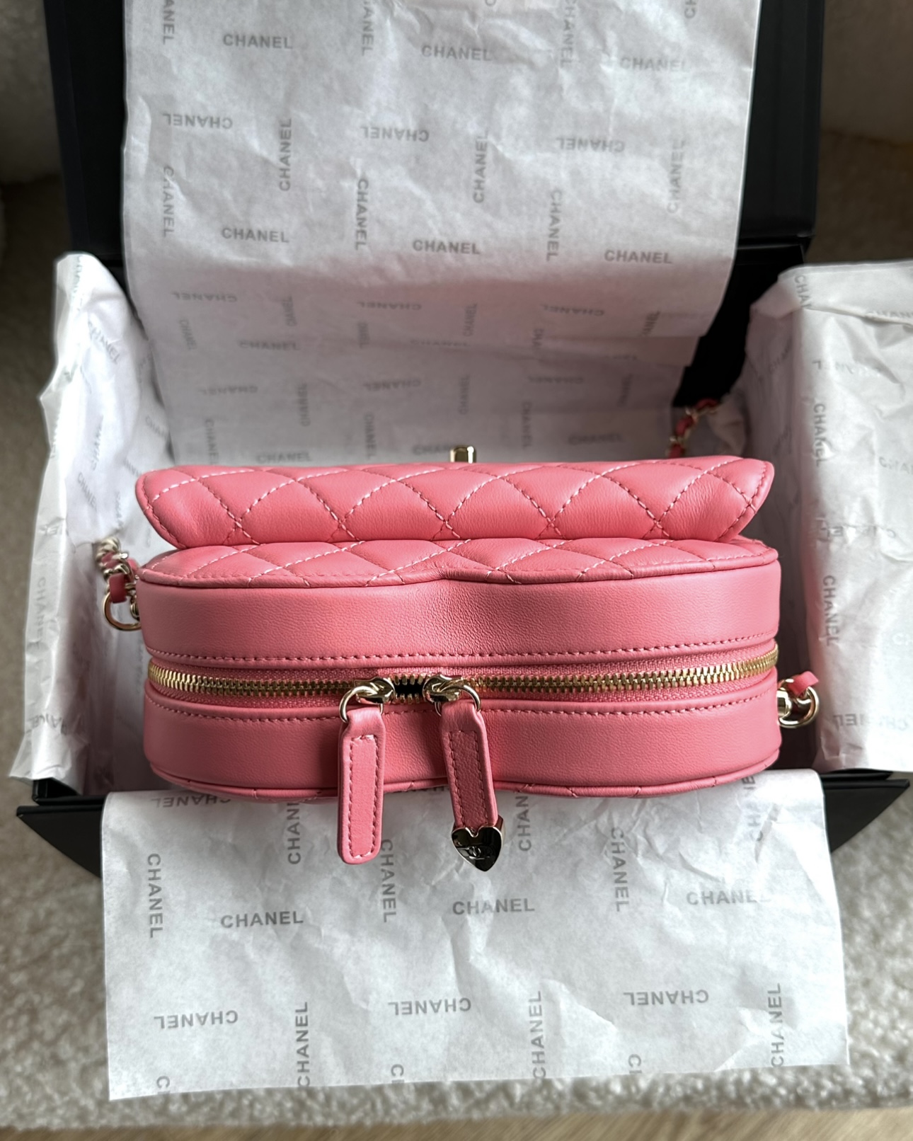 CHANEL Heart Bag Large Size Barbie Pink Light Gold Hardware