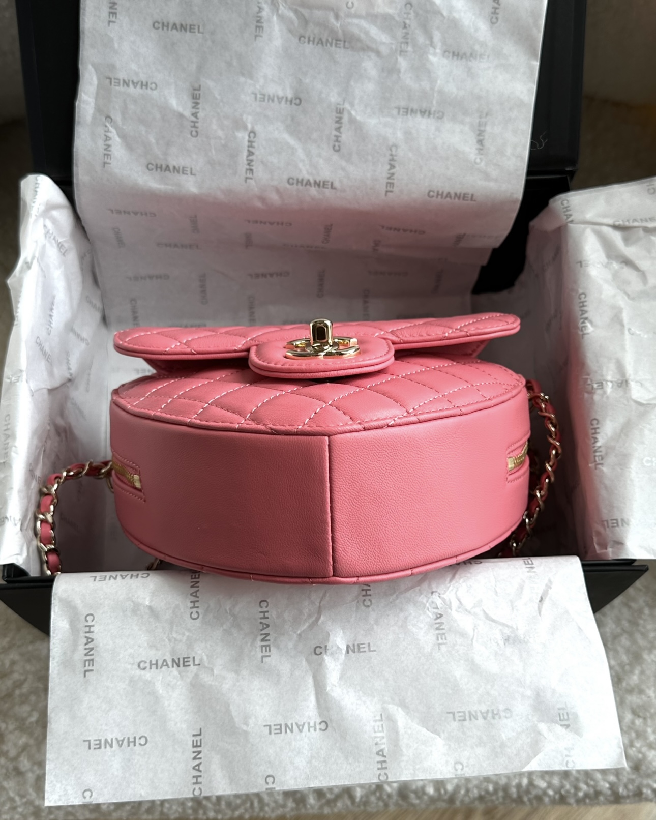 CHANEL Heart Bag Large Size Barbie Pink Light Gold Hardware