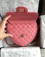 CHANEL Heart Bag Large Size Barbie Pink Light Gold Hardware