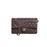 CHANEL Classic 11.12 Handbag In Grained Shiny Calfskin Dark Brown