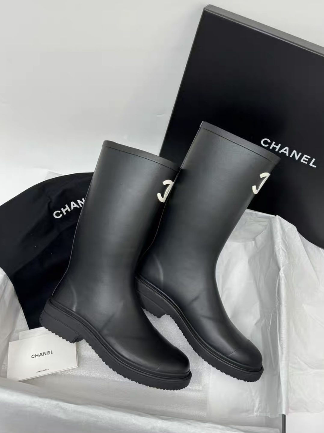 CHANEL Rain Wellington Rubber Boots