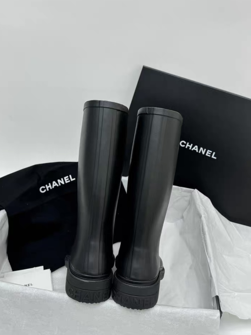 CHANEL Rain Wellington Rubber Boots