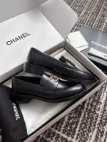 CHANEL 24S Cowhide Leather Versatile Loafers Black