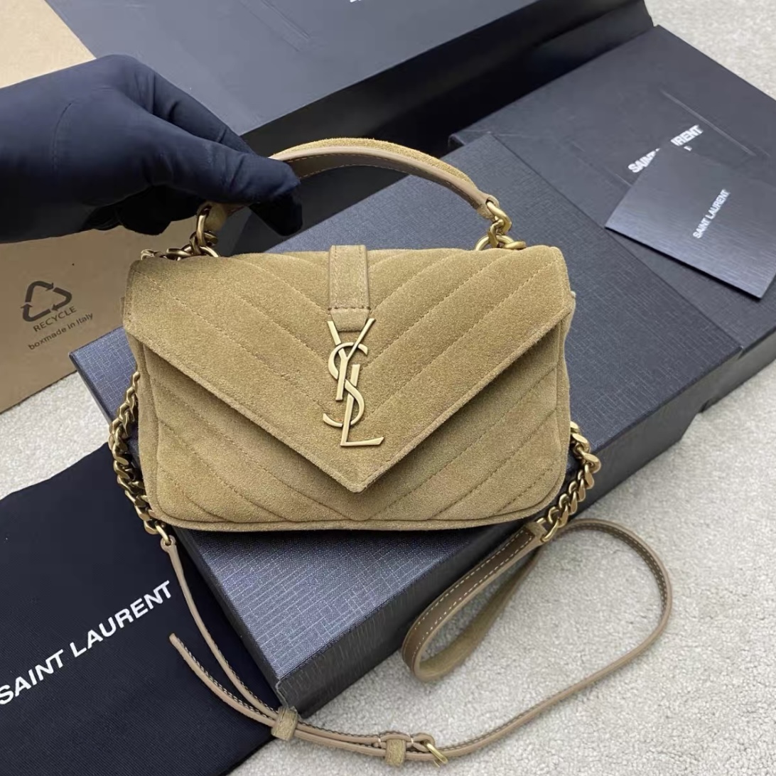 YSL college mini in quilted ted suede
