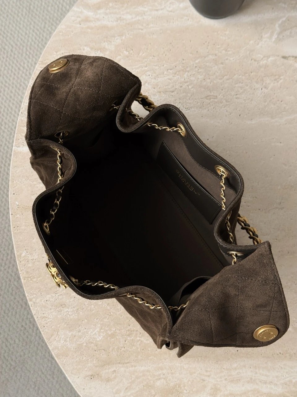 CHANEL 25 Hobo Bag Suede Brown