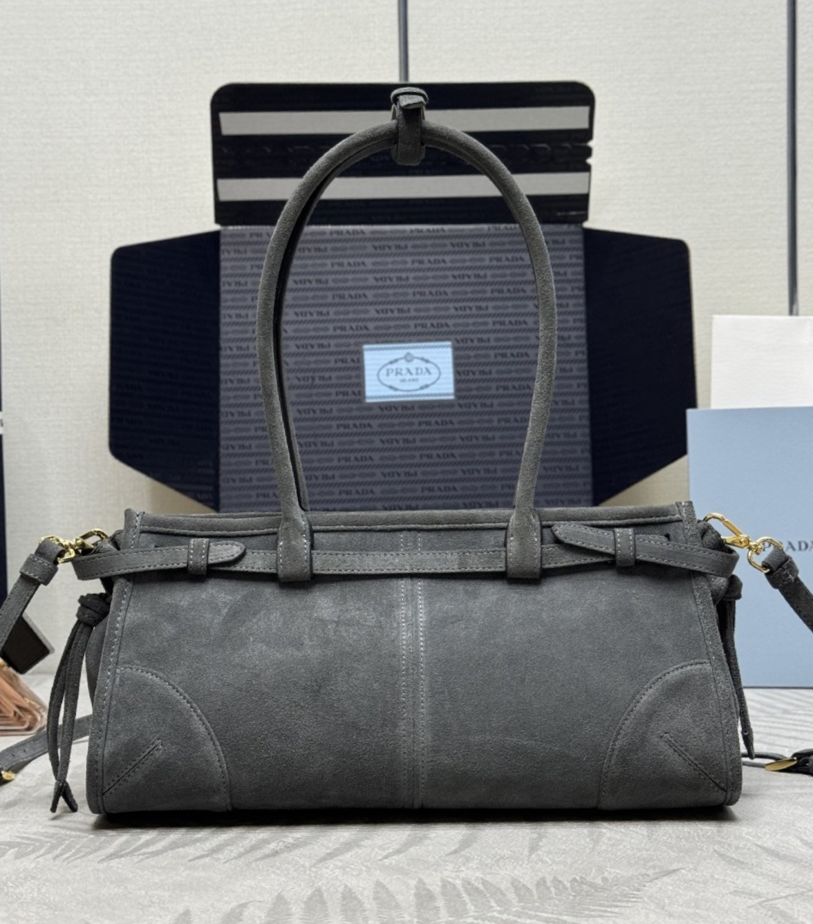 Prada Bonnie medium suede handbag
