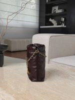 CHANEL Shiny Calfskin Quilted Mini 22 Dark Brown
