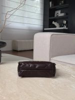CHANEL Shiny Calfskin Quilted Mini 22 Dark Brown