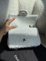 CHANEL Evening Bag Fringed Sequins & Gold-Tone Metal White