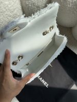 CHANEL Evening Bag Fringed Sequins & Gold-Tone Metal White
