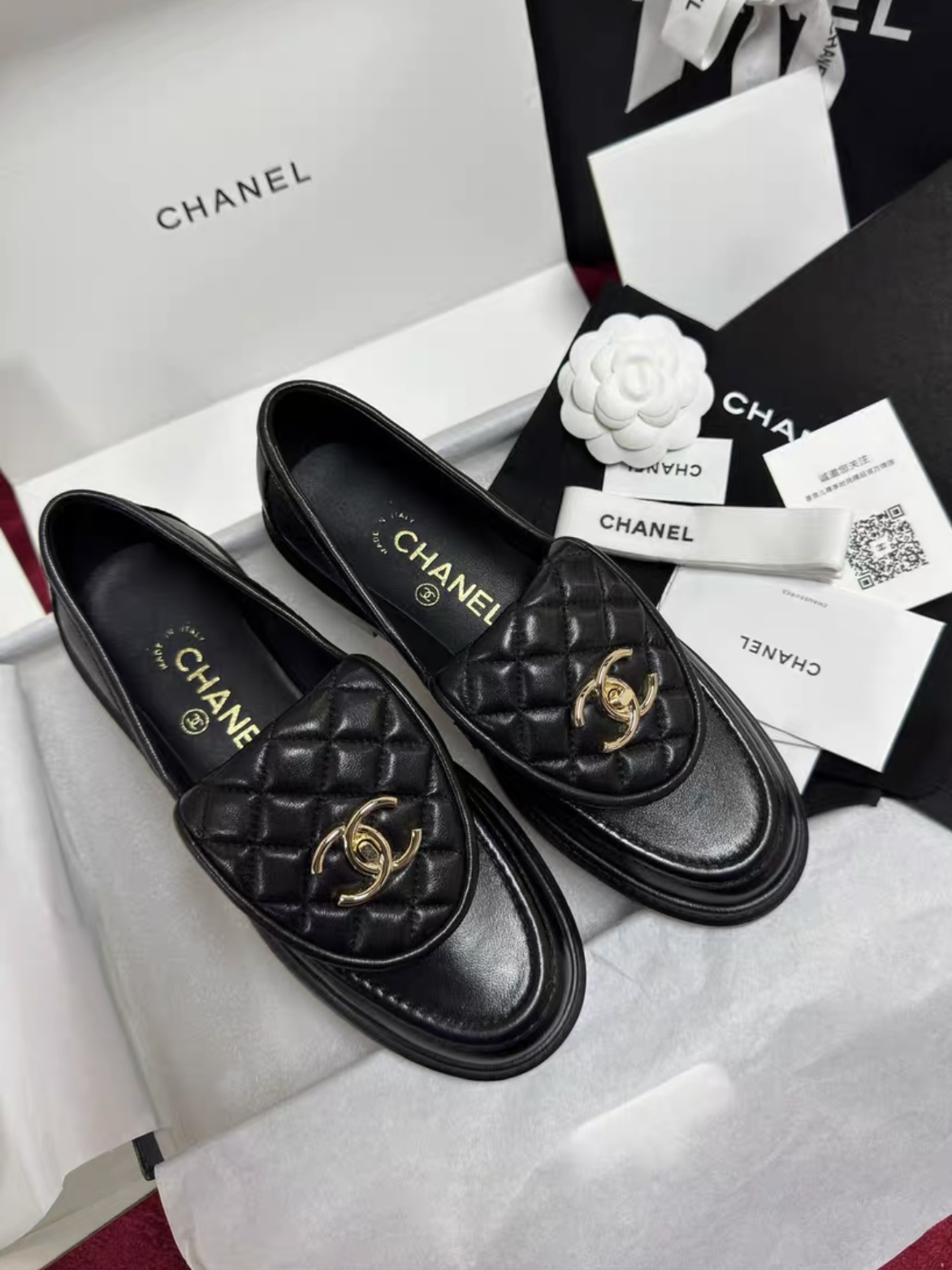 CHANEL Lambskin Quilted CC Turnlock Loafers