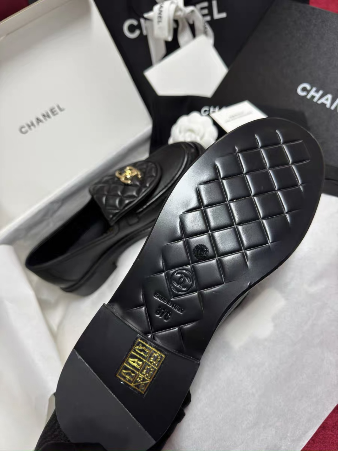 CHANEL Lambskin Quilted CC Turnlock Loafers