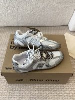 MIUMIU NB 530 SL metallic leather and mesh sneakers