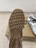 MIUMIU NB 530 SL metallic leather and mesh sneakers