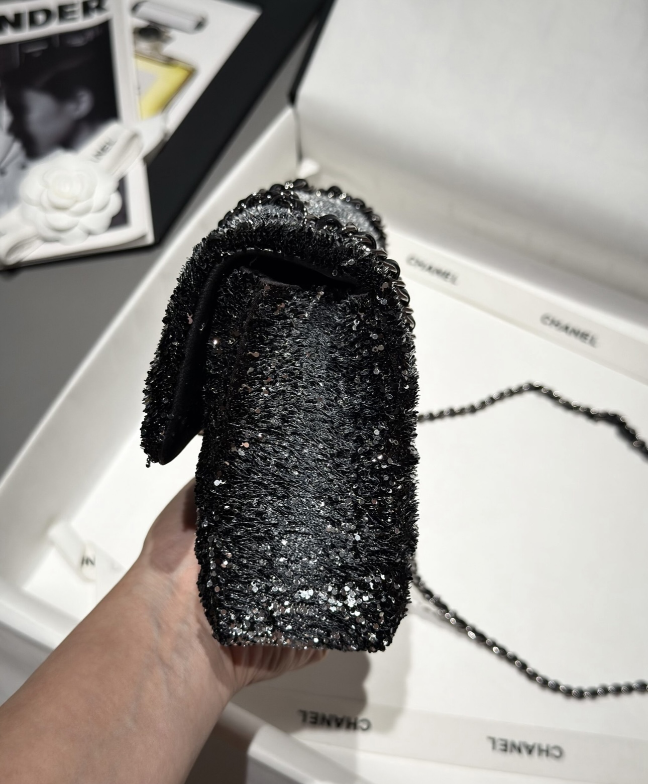 CHANEL Flag Bag Quilted Gradient Sequins & Ruthenium-Finish Metal
