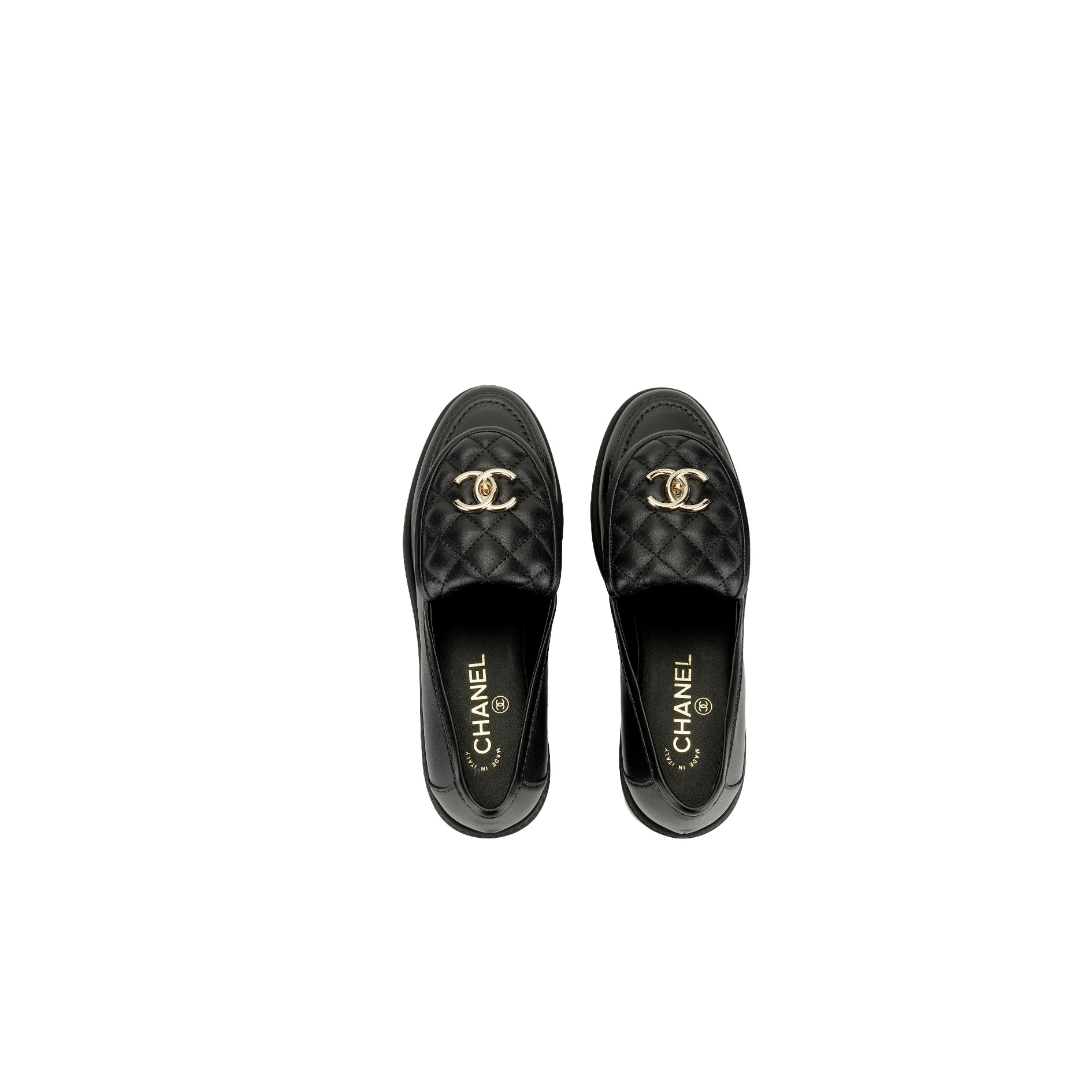 CHANEL Lambskin Quilted CC Turnlock Loafers