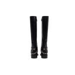 CHANEL riding boots with CC and chain at back