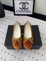 CHANEL Velvet Cap Toe CC Ballerina Flats