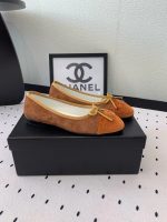 CHANEL Velvet Cap Toe CC Ballerina Flats