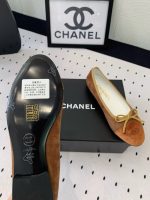 CHANEL Velvet Cap Toe CC Ballerina Flats