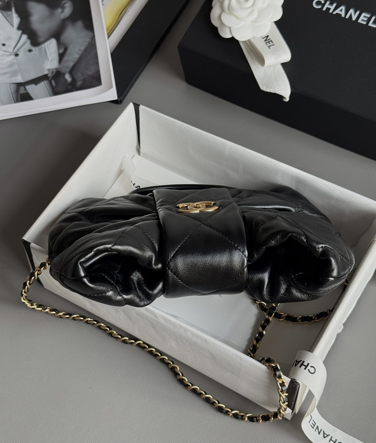 CHANEL bow bag Shiny lambskin