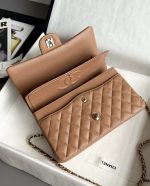 CHANEL Caramel Classique Flap Medium Handbag Caviar Leather