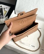 CHANEL Caramel Classique Flap Medium Handbag Caviar Leather