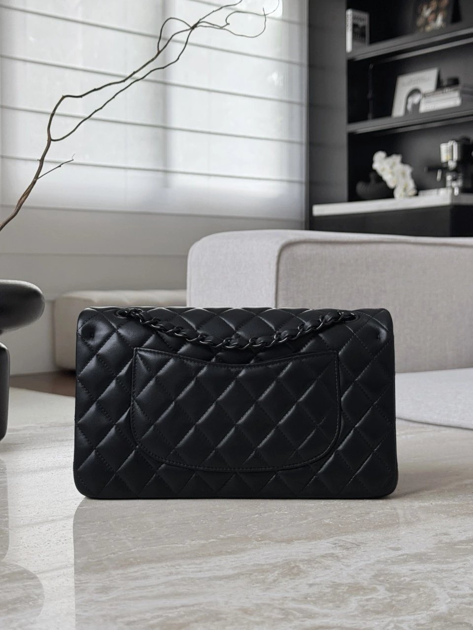 CHANEL So Black Medium Lambskin Flap Bag