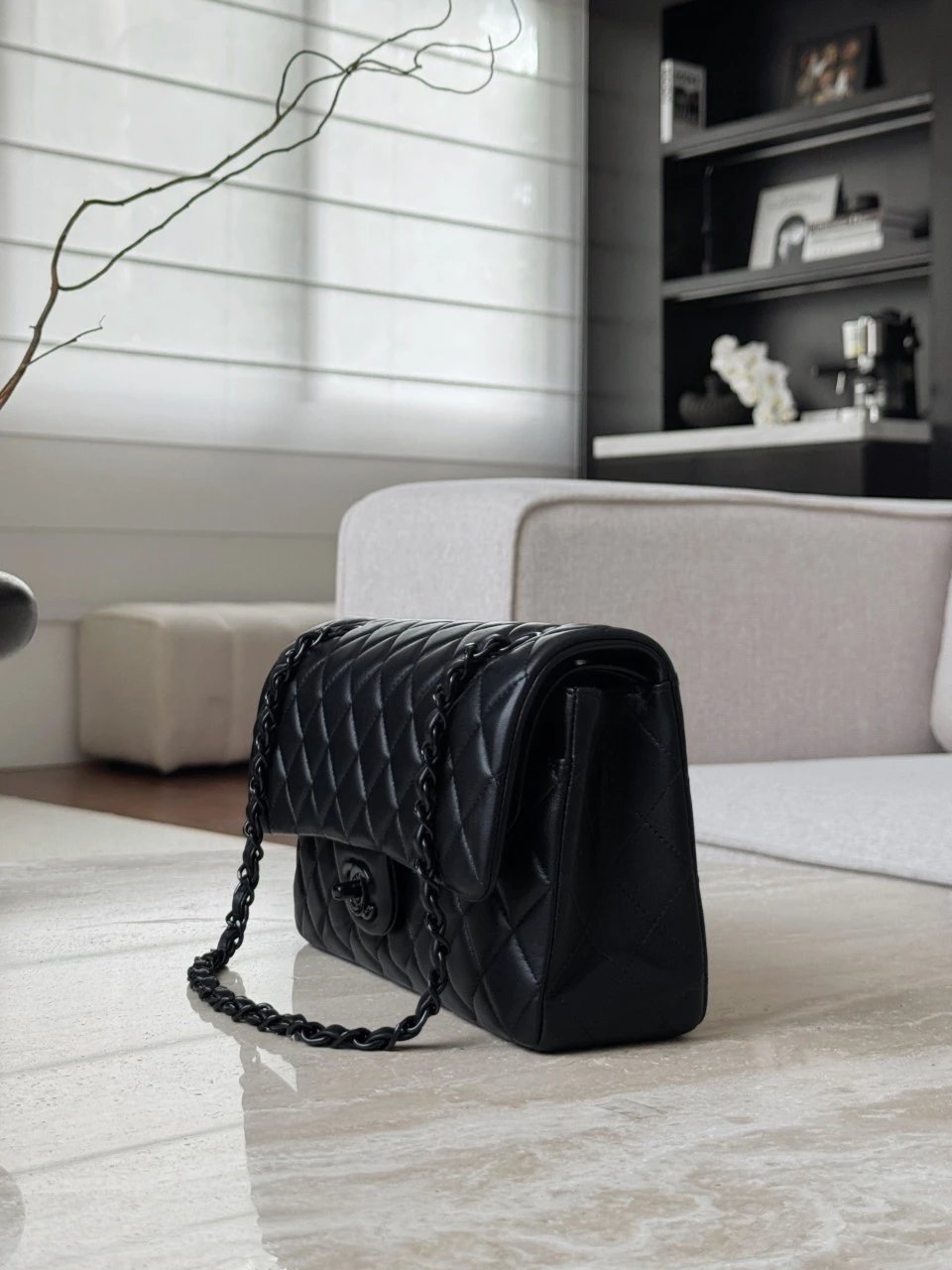 CHANEL So Black Medium Lambskin Flap Bag