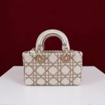 DIOR Lambskin Pearl Embroidered Micro Lady D-Joy Gold