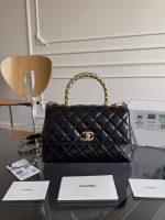 CHANEL Coco Handle Shiny Calfskin Black-23cm