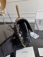 CHANEL Coco Handle Shiny Calfskin Black-23cm