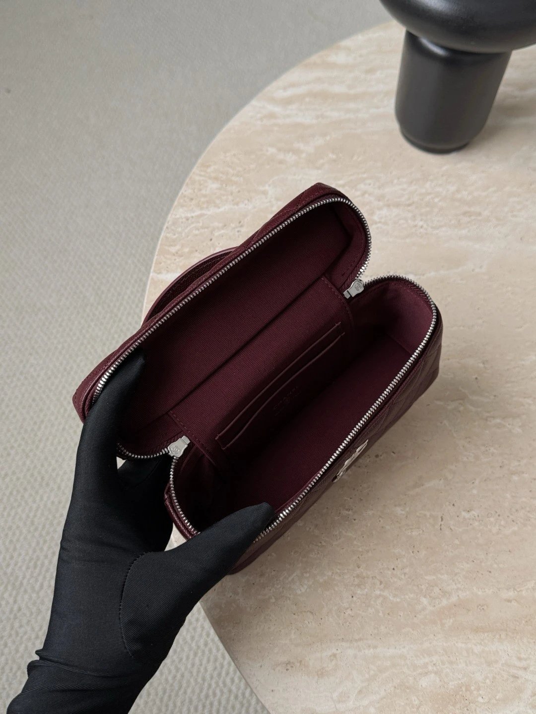 CHANEL Vanity with Chain Dark Red