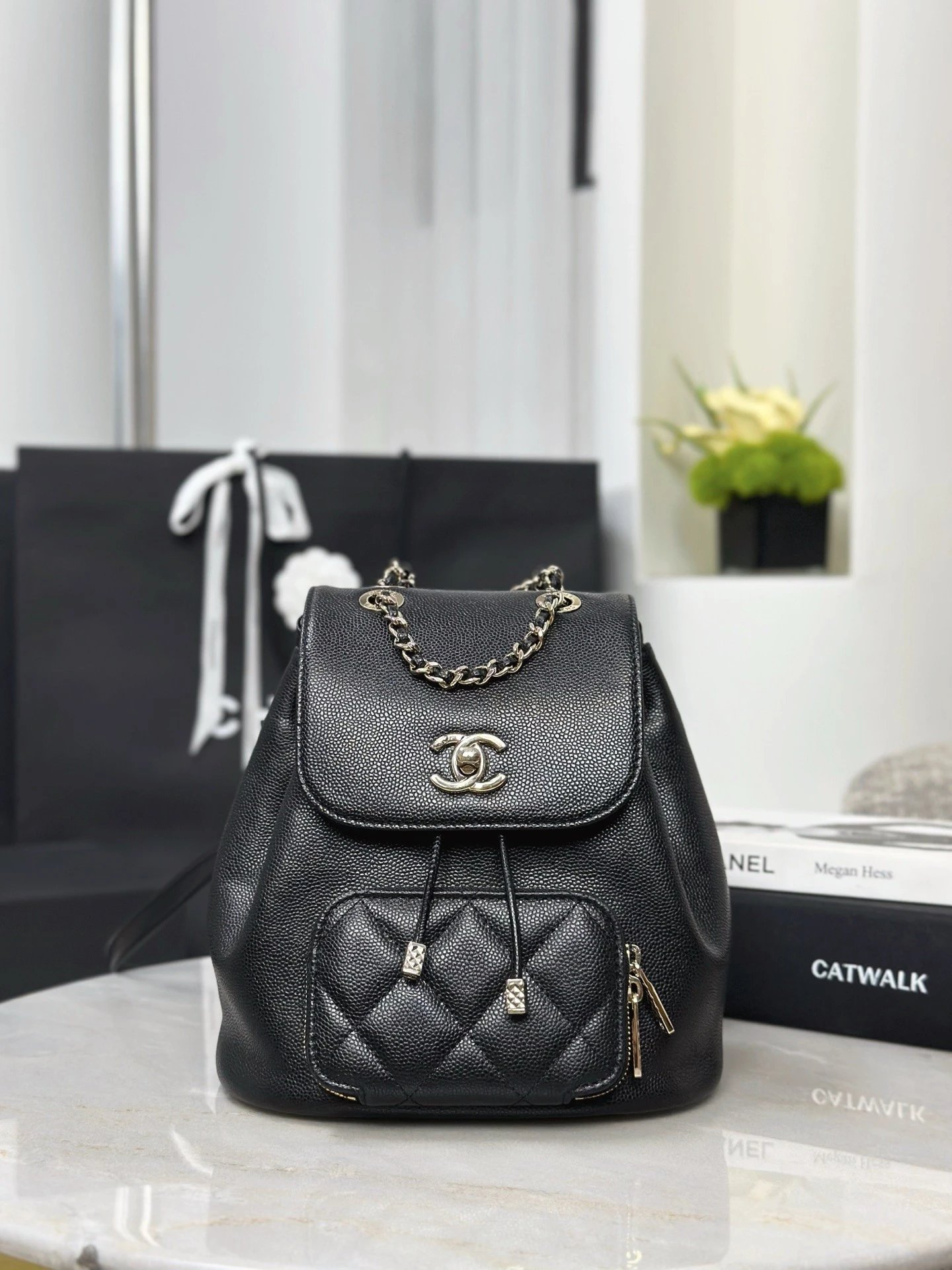 CHANEL Backpack with Coco Mark and Matelasse Caviar