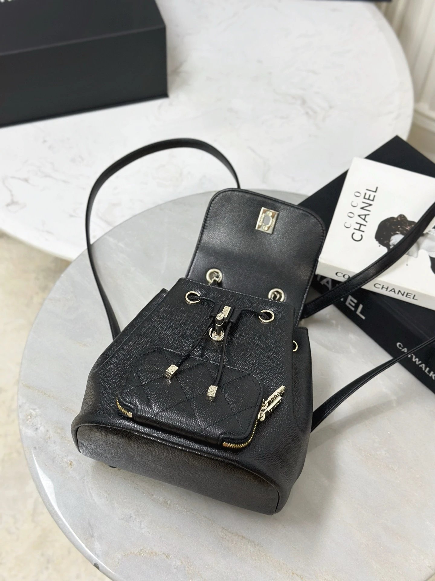 CHANEL Backpack with Coco Mark and Matelasse Caviar