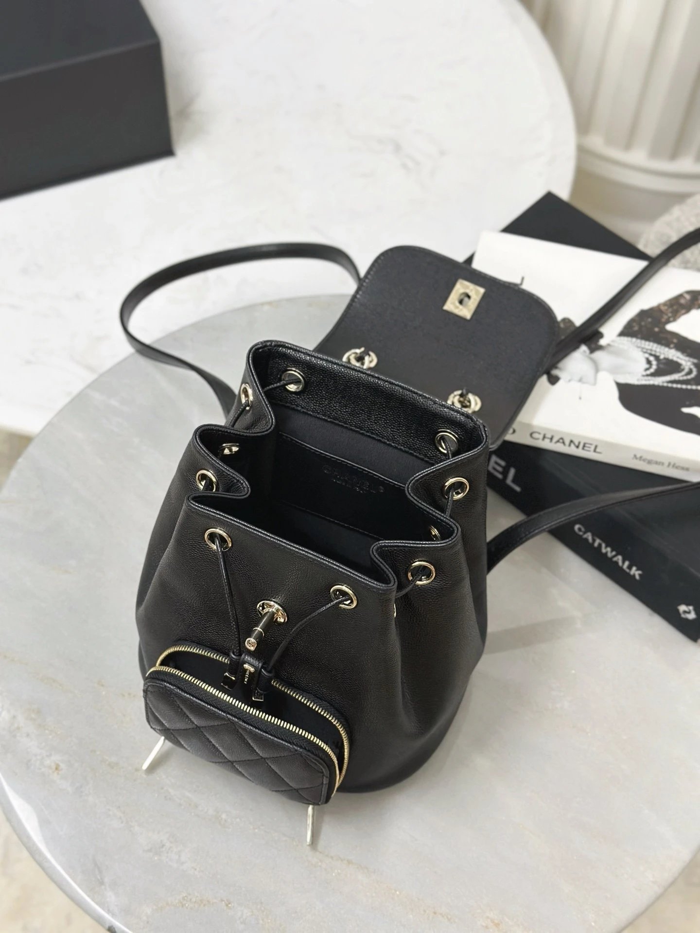 CHANEL Backpack with Coco Mark and Matelasse Caviar