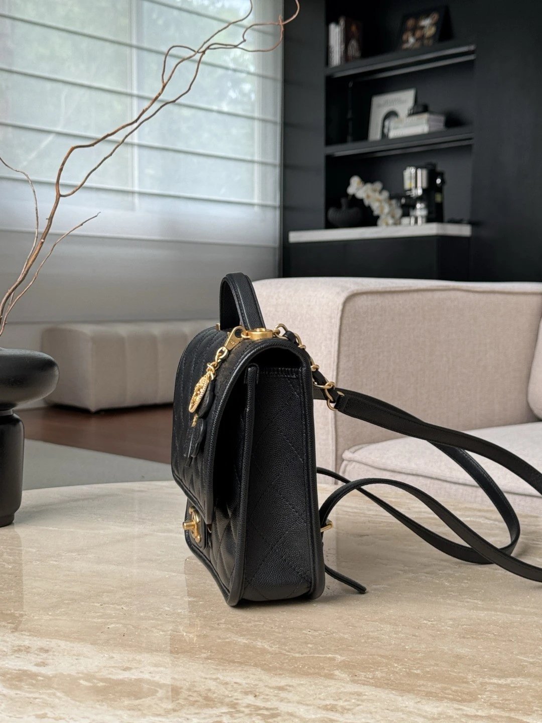 CHANEL 25B Backpack Grained Shiny Calfskin