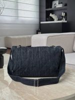 CHANEL Vintage Denim Bag Underarm Chain Messenger Silver Hardware