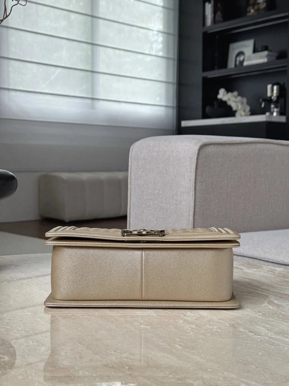 CHANEL Le Boy 25 Champagne Gold Bag