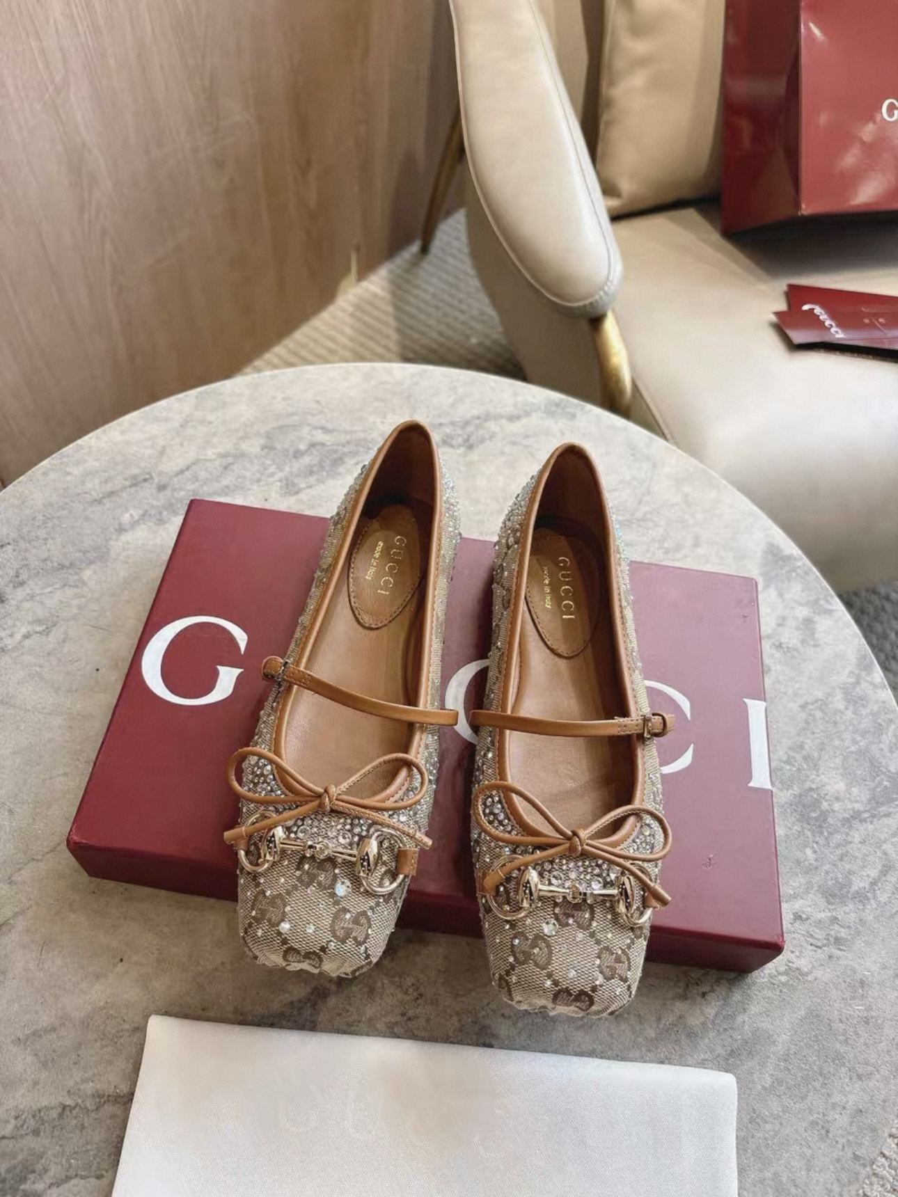 GUCCI Crystal Horsebit ballet flat