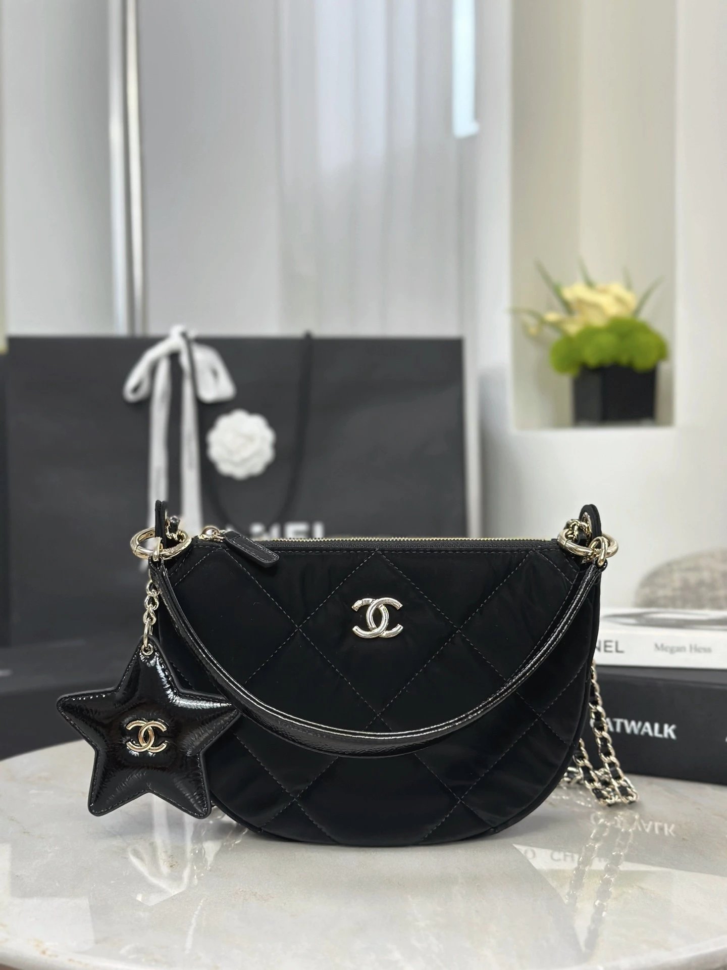CHANEL 25N Clutch With Chain Velvet-Effect Nylon