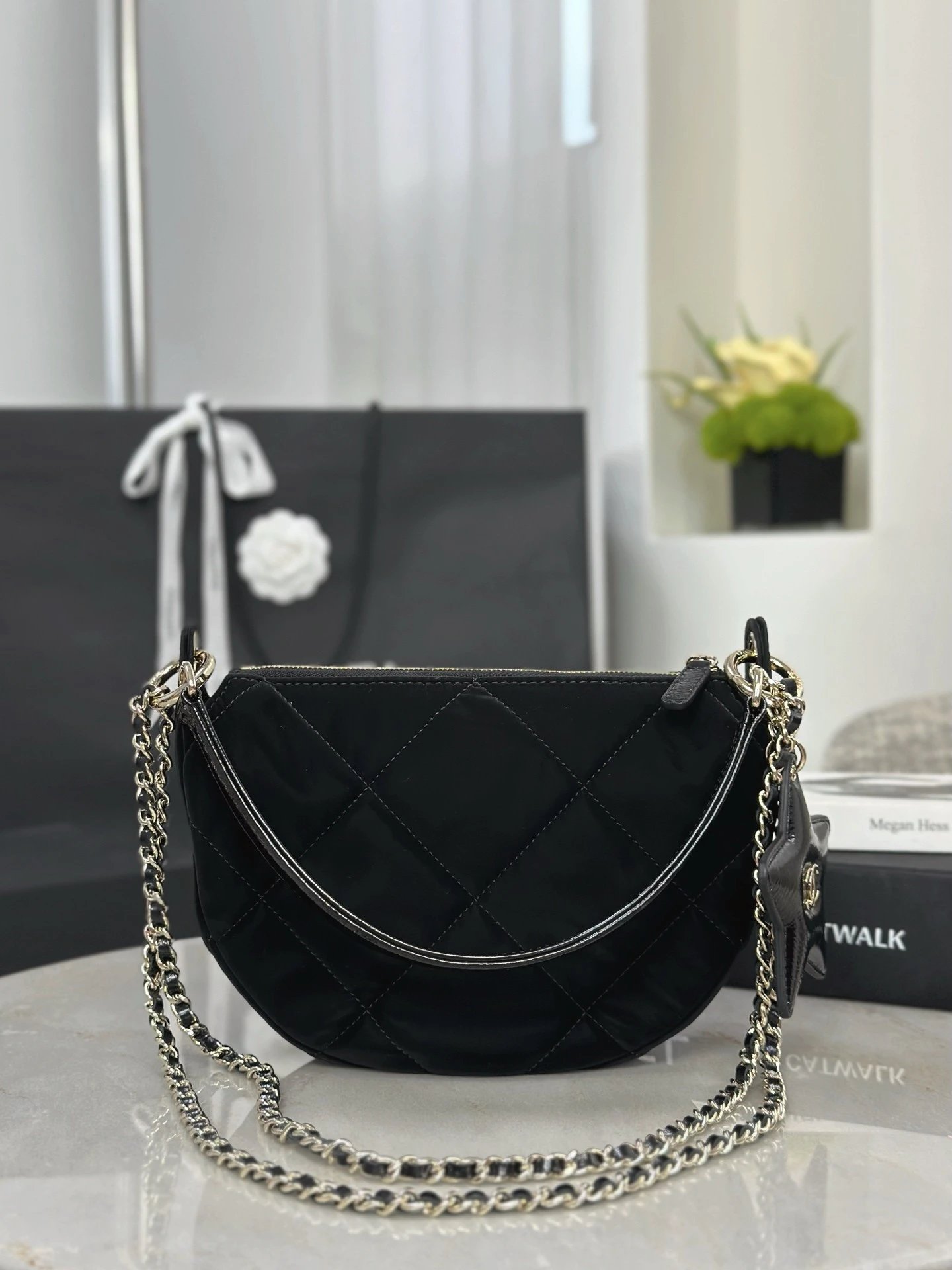 CHANEL 25N Clutch With Chain Velvet-Effect Nylon