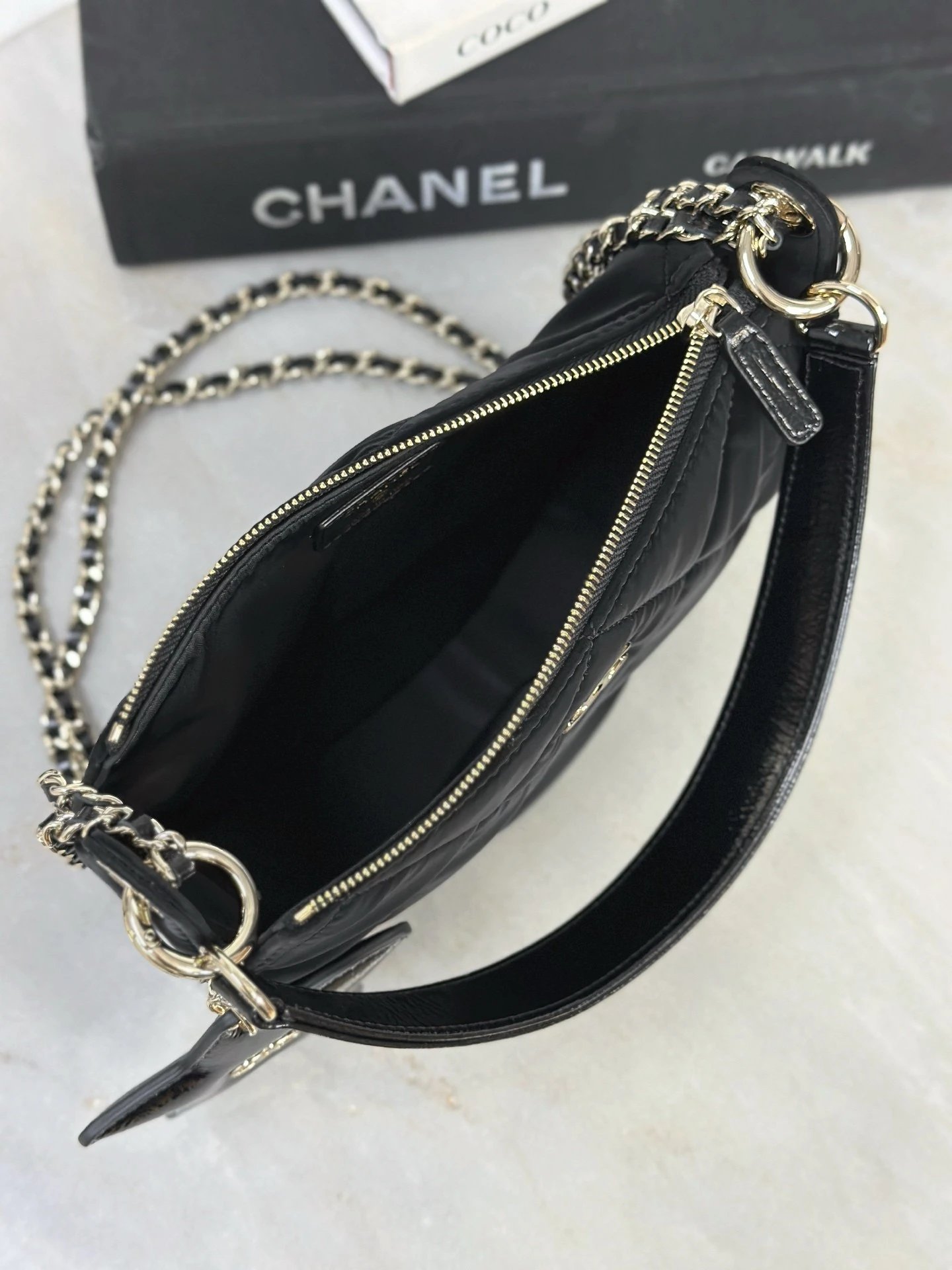CHANEL 25N Clutch With Chain Velvet-Effect Nylon