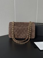 CHANEL Vintage Classique Flap Medium Handbag Suede Leather