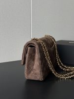 CHANEL Vintage Classique Flap Medium Handbag Suede Leather