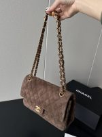CHANEL Vintage Classique Flap Medium Handbag Suede Leather