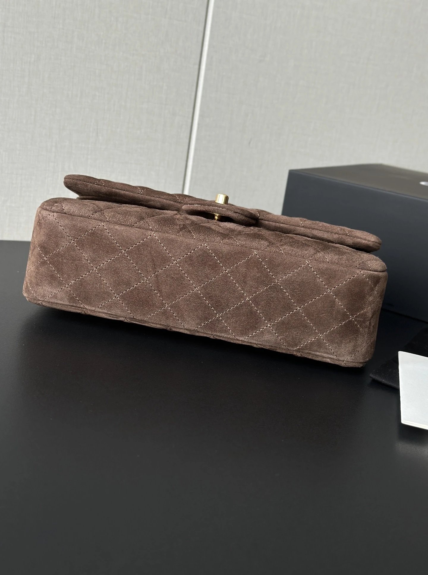 CHANEL Vintage Classique Flap Medium Handbag Suede Leather