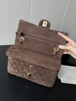 CHANEL Vintage Classique Flap Medium Handbag Suede Leather