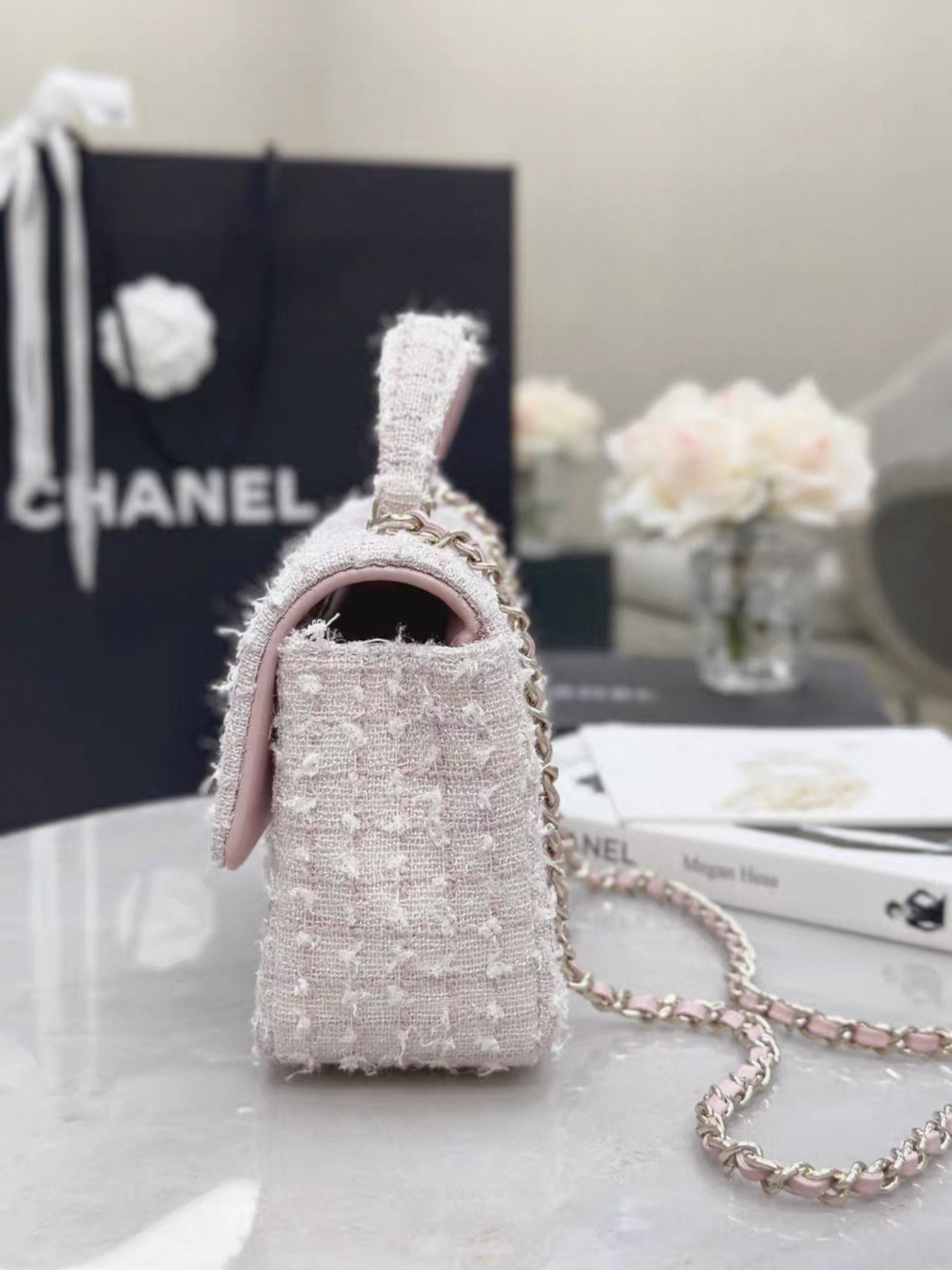 CHANEL Woolen Fabric handle bag